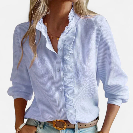 Valmoirmode | Women's Elegant Striped Blouse with Long Sleeves – Refined Everyday