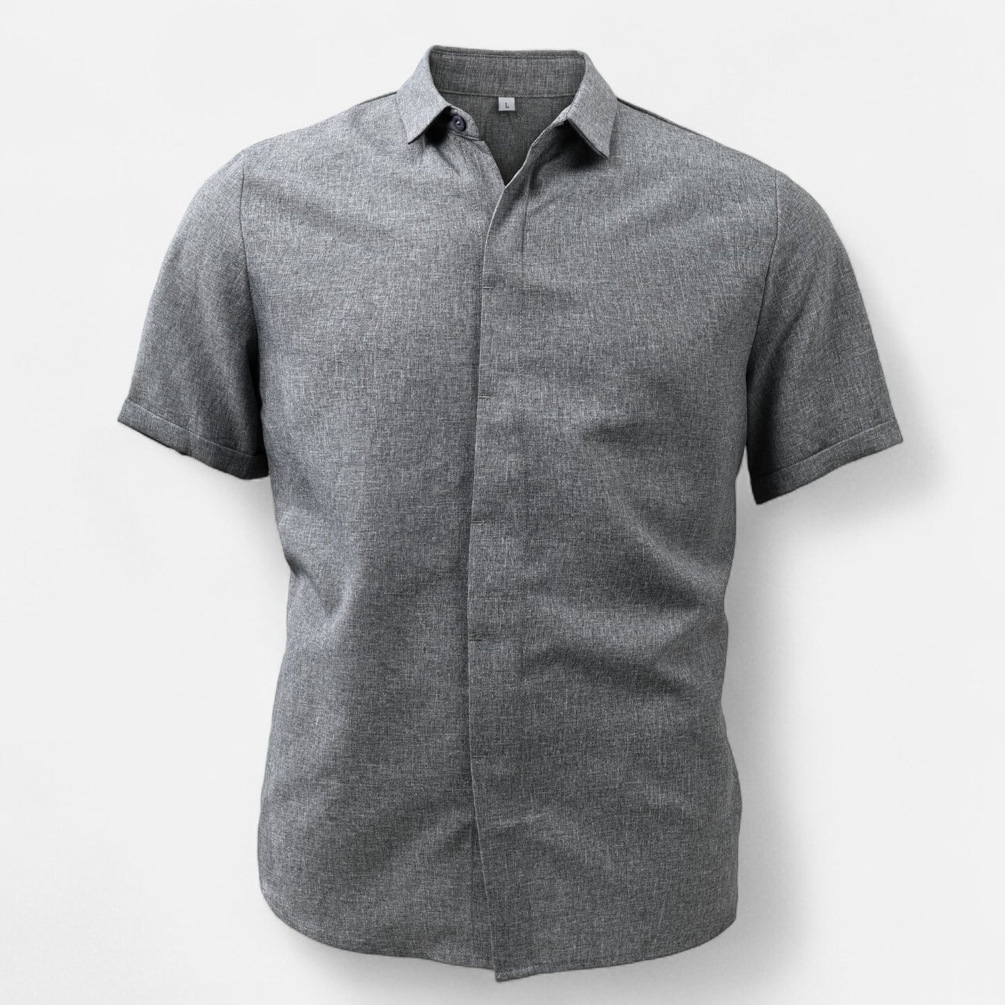 Valmoirmode | Men’s Solid Colour Lapel Cotton-Linen Short Sleeve Shirt – Effortless Summer Sophistication