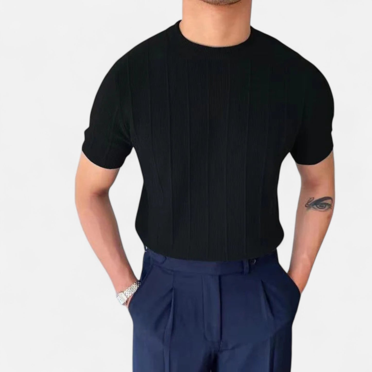 Valmoirmode | Men's Premium Ribbed Knit T-Shirt – Elevated Everyday Elegance