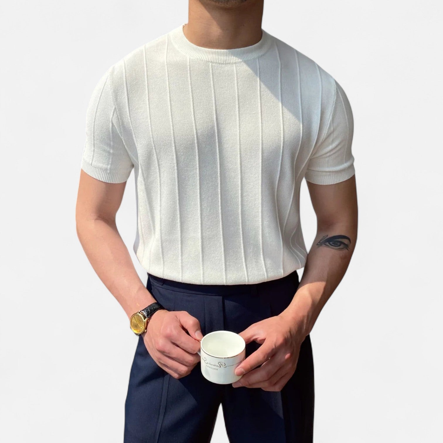 Valmoirmode | Men's Premium Ribbed Knit T-Shirt – Elevated Everyday Elegance