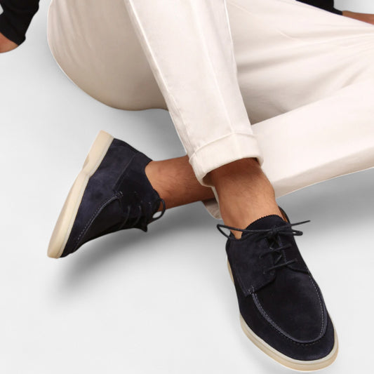 Valmoirmode | Men’s Suede Lace-Up Moccasins – Smart Casual Elegance
