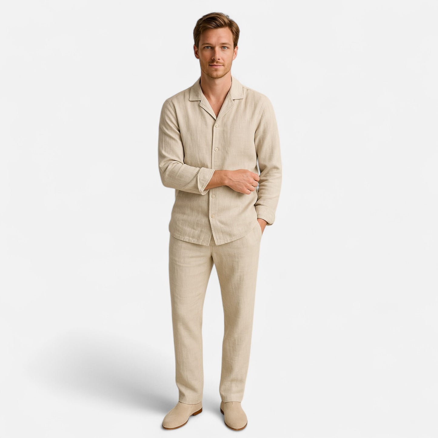 Valmoirmode | Men’s Linen Shirt & Trousers Set – Relaxed Summer Fit