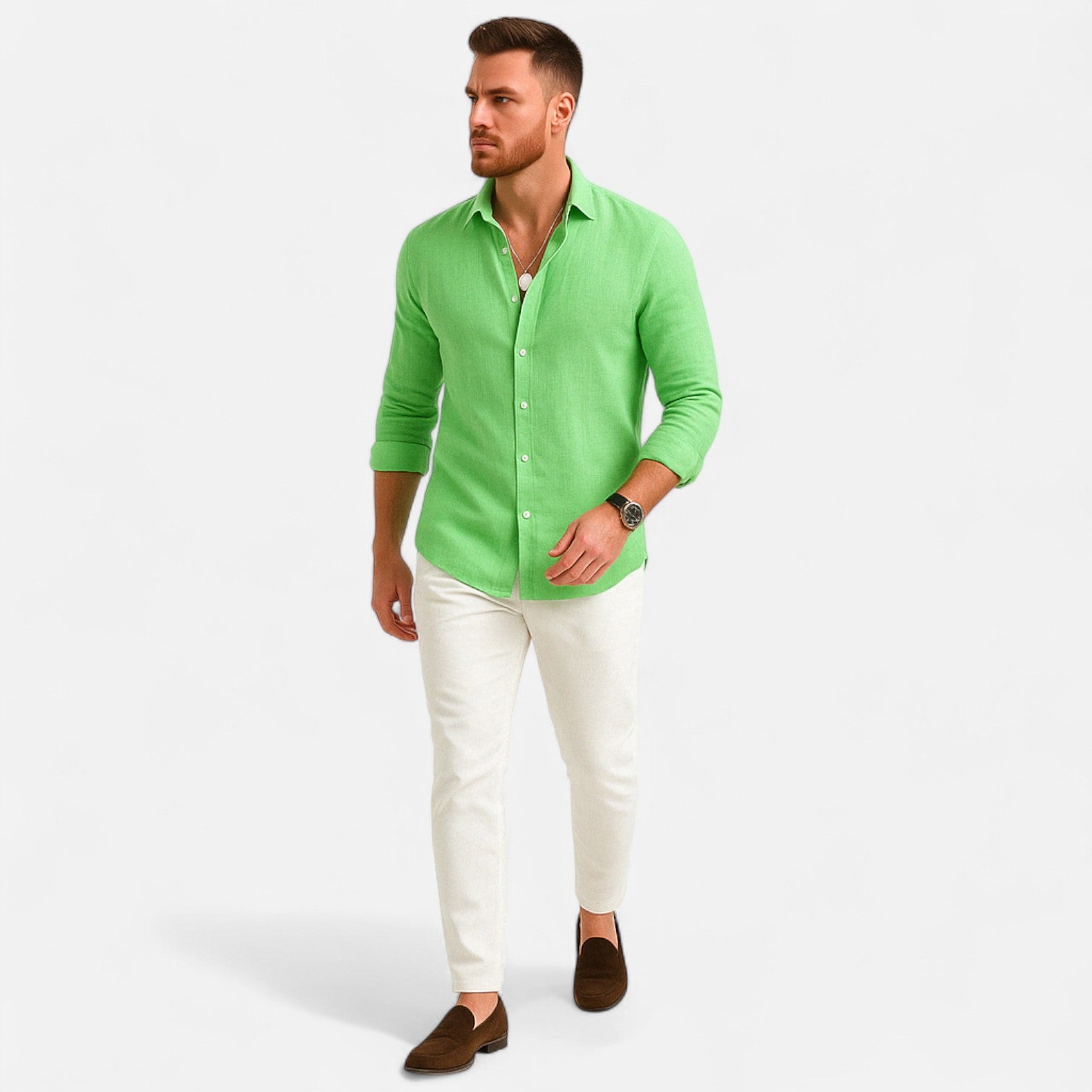 Valmoirmode | Men’s Cotton & Linen Lapel Shirt – Effortless Summer Elegance