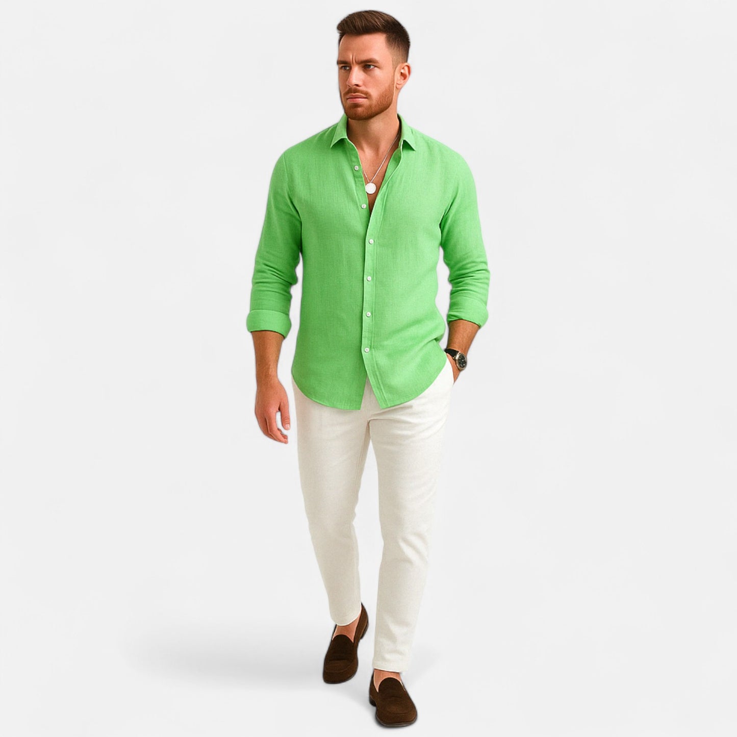 Valmoirmode | Men’s Cotton & Linen Lapel Shirt – Effortless Summer Elegance