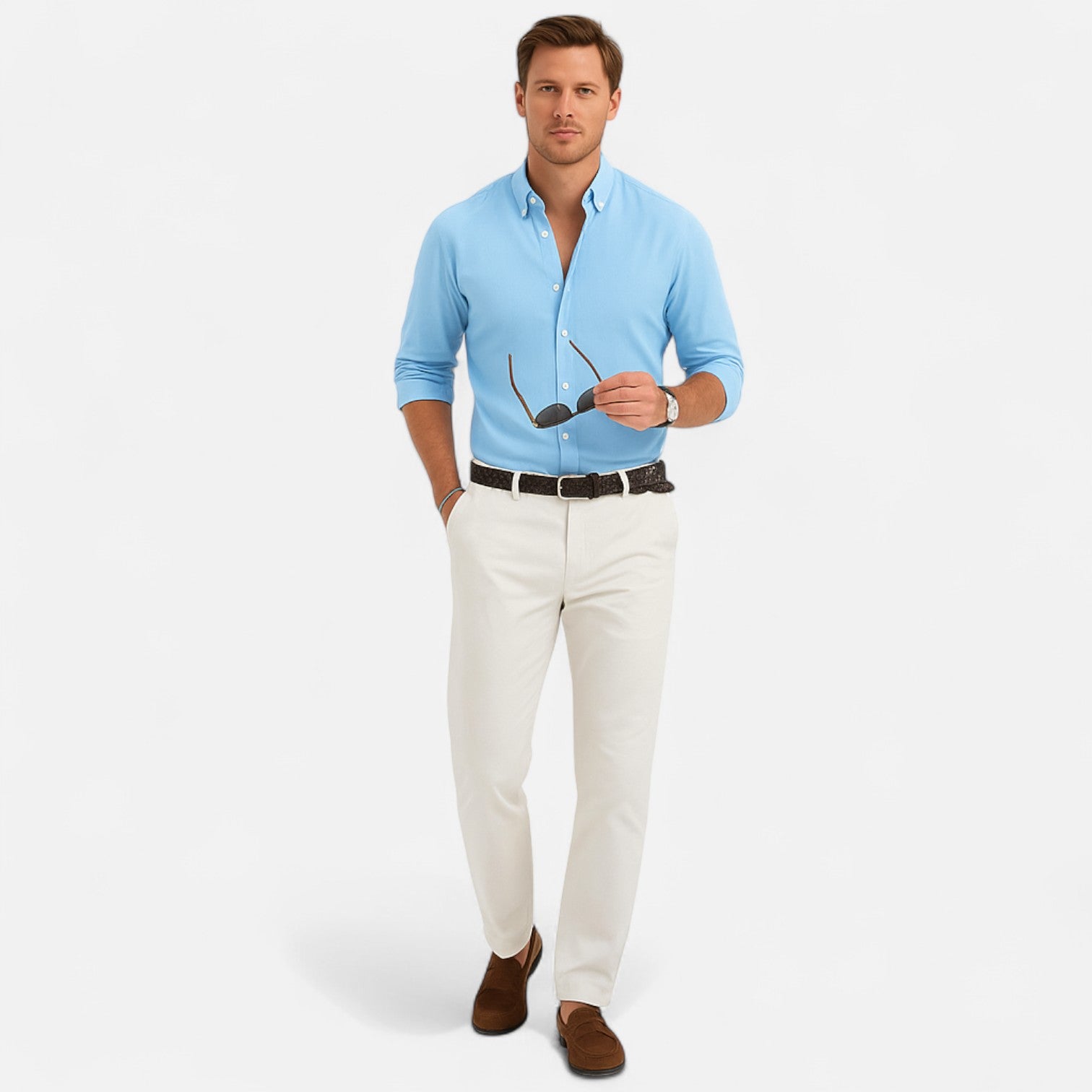 Valmoirmode | Men’s Summer Stand Collar Button-Up Shirt – Effortless Style