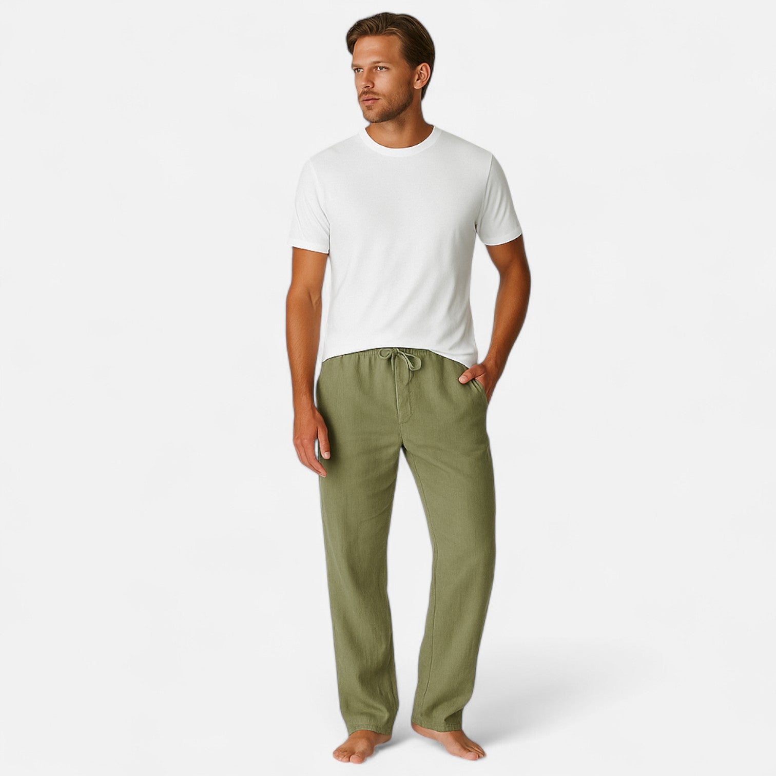 Valmoirmode | Men’s Linen Wide-Leg Trousers – Relaxed Fit & Drawstring Waist