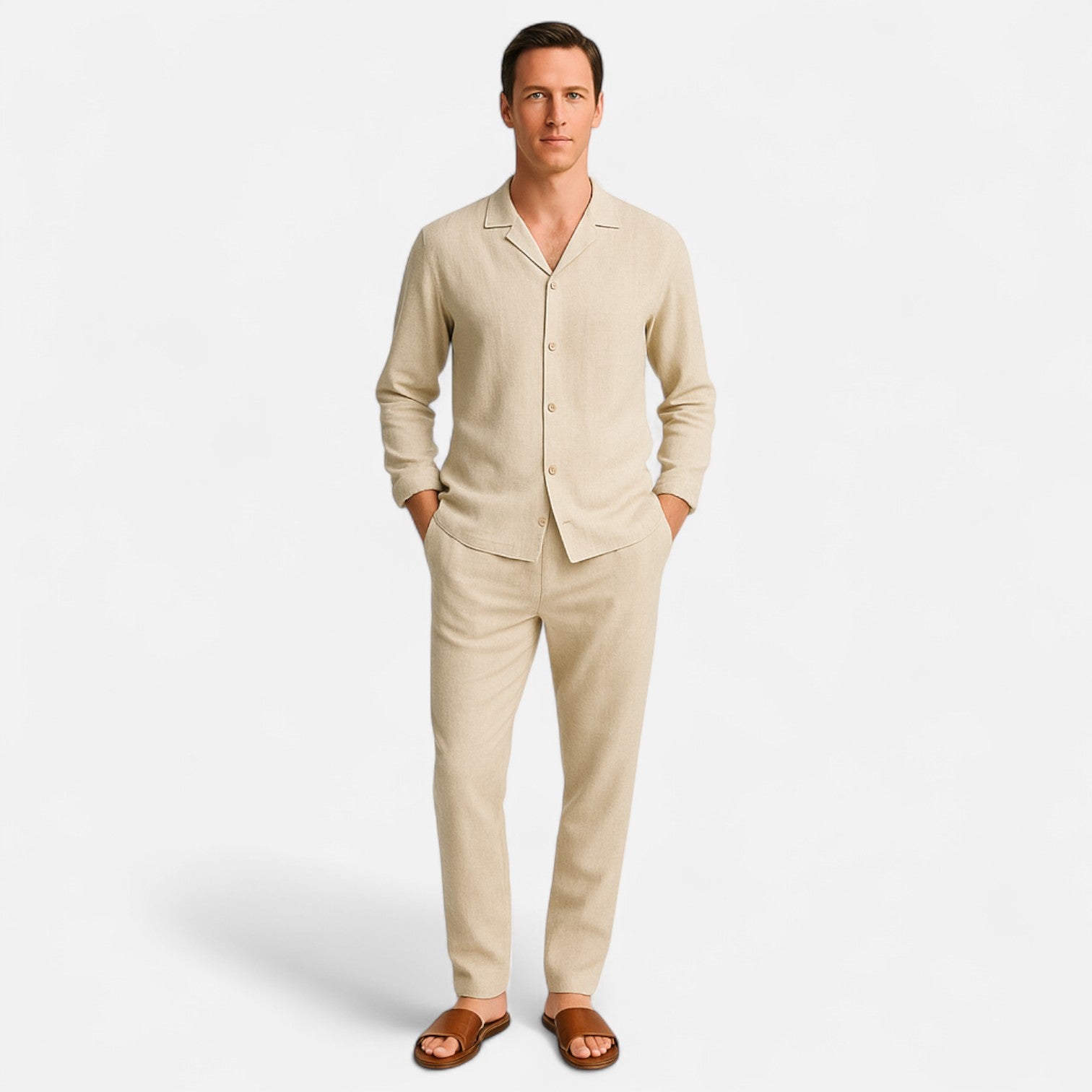 Valmoirmode | Men’s Linen Shirt & Trousers Set – Relaxed Summer Fit