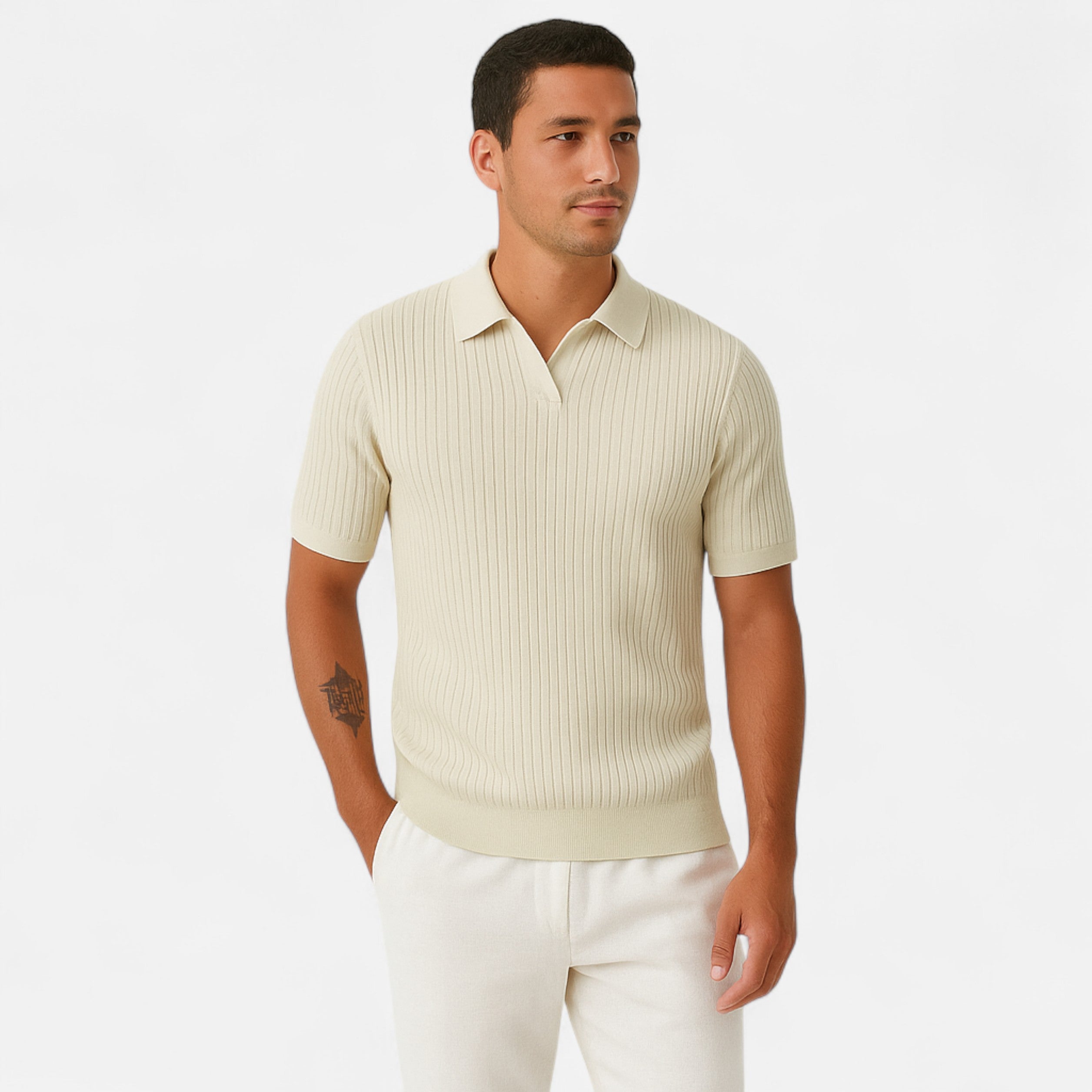 Valmoirmode | Men's Premium Ribbed Polo Shirt – Contemporary Elegance