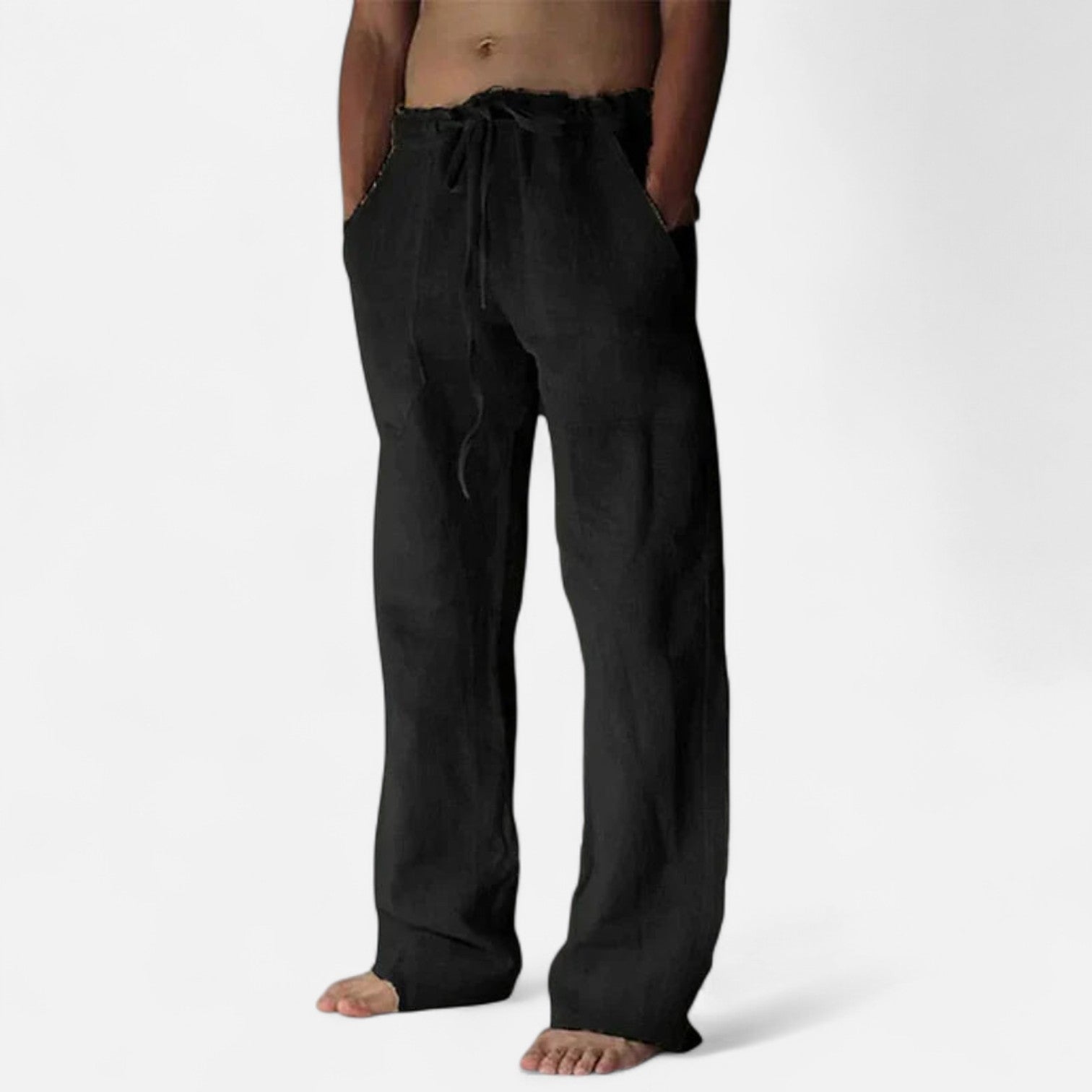 Valmoirmode | Men’s Linen Wide-Leg Trousers – Relaxed Fit & Drawstring Waist
