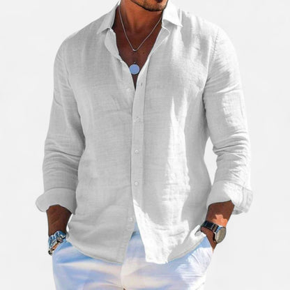 Valmoirmode | Men’s Cotton & Linen Lapel Shirt – Effortless Summer Elegance