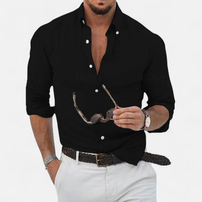 Valmoirmode | Men’s Summer Stand Collar Button-Up Shirt – Effortless Style