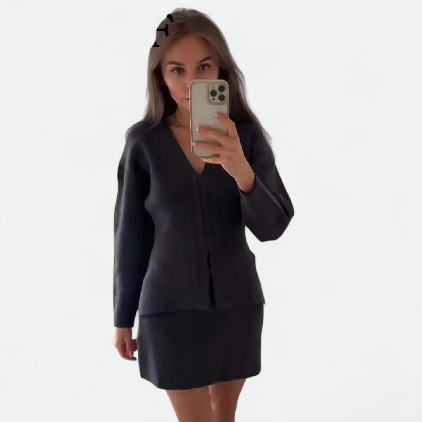 Valmoirmode | Women's 2-Piece Knit Skirt Set – Mini Skirt & Cardigan Co-ord