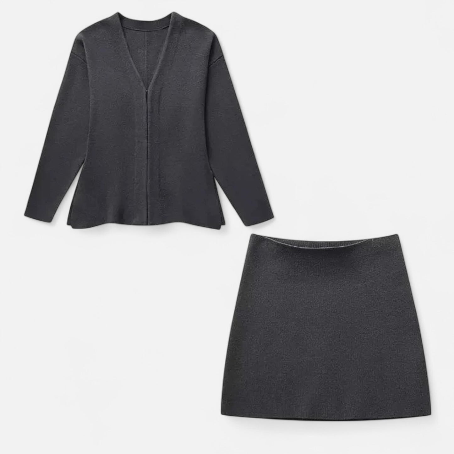 Valmoirmode | Women's 2-Piece Knit Skirt Set – Mini Skirt & Cardigan Co-ord
