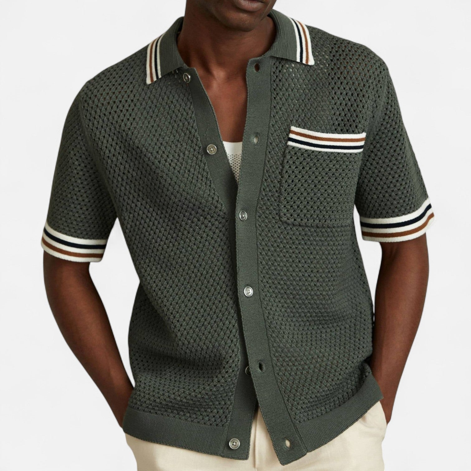 Valmoirmode | Men’s Premium Knitted Polo Cardigan – Effortless Smart-Casual Layer