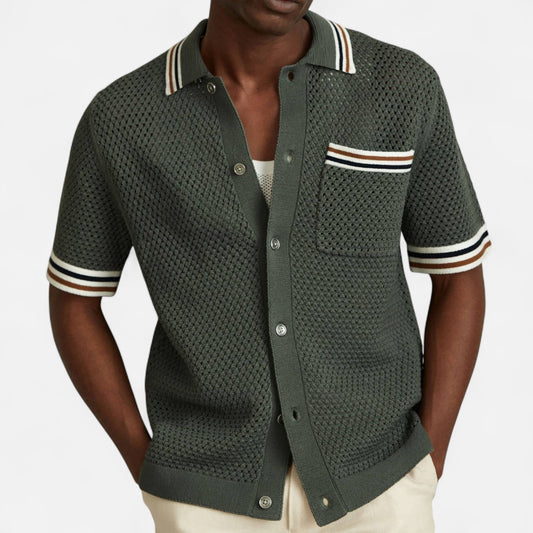 Valmoirmode | Men’s Premium Knitted Polo Cardigan – Effortless Smart-Casual Layer