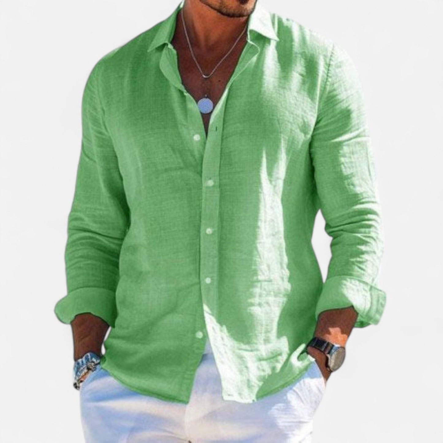 Valmoirmode | Men’s Cotton & Linen Lapel Shirt – Effortless Summer Elegance