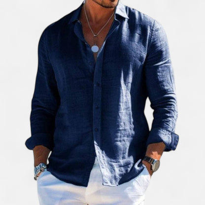 Valmoirmode | Men’s Cotton & Linen Lapel Shirt – Effortless Summer Elegance
