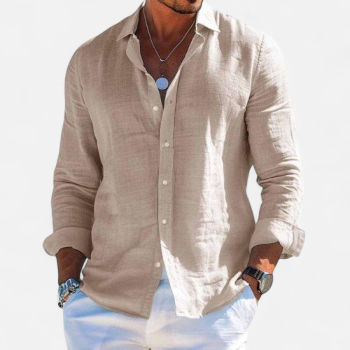 Valmoirmode | Men’s Cotton & Linen Lapel Shirt – Effortless Summer Elegance
