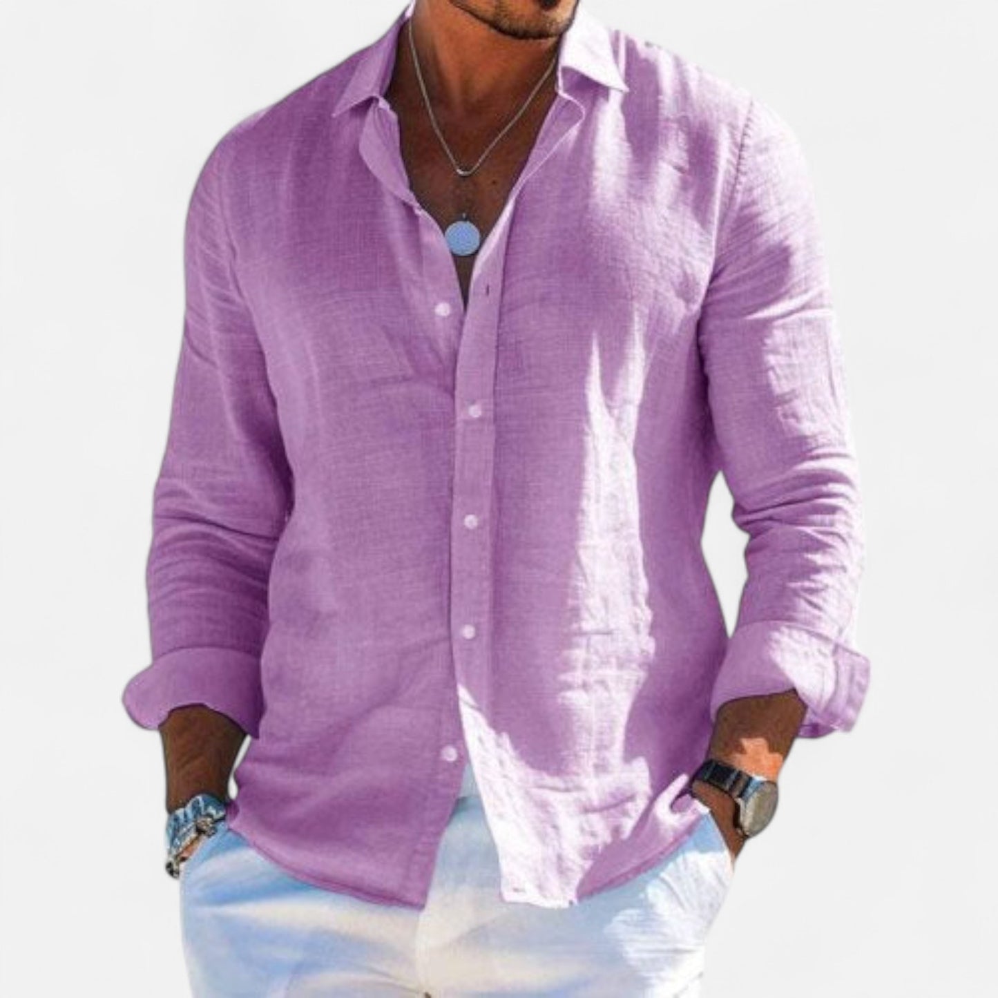 Valmoirmode | Men’s Cotton & Linen Lapel Shirt – Effortless Summer Elegance