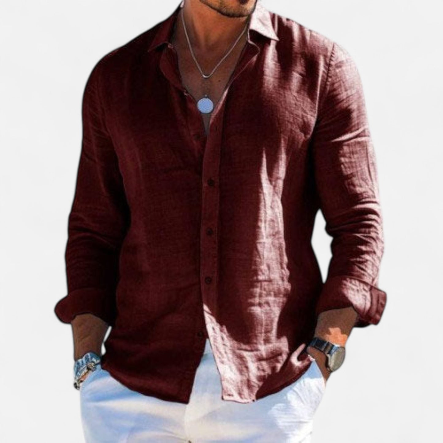 Valmoirmode | Men’s Cotton & Linen Lapel Shirt – Effortless Summer Elegance