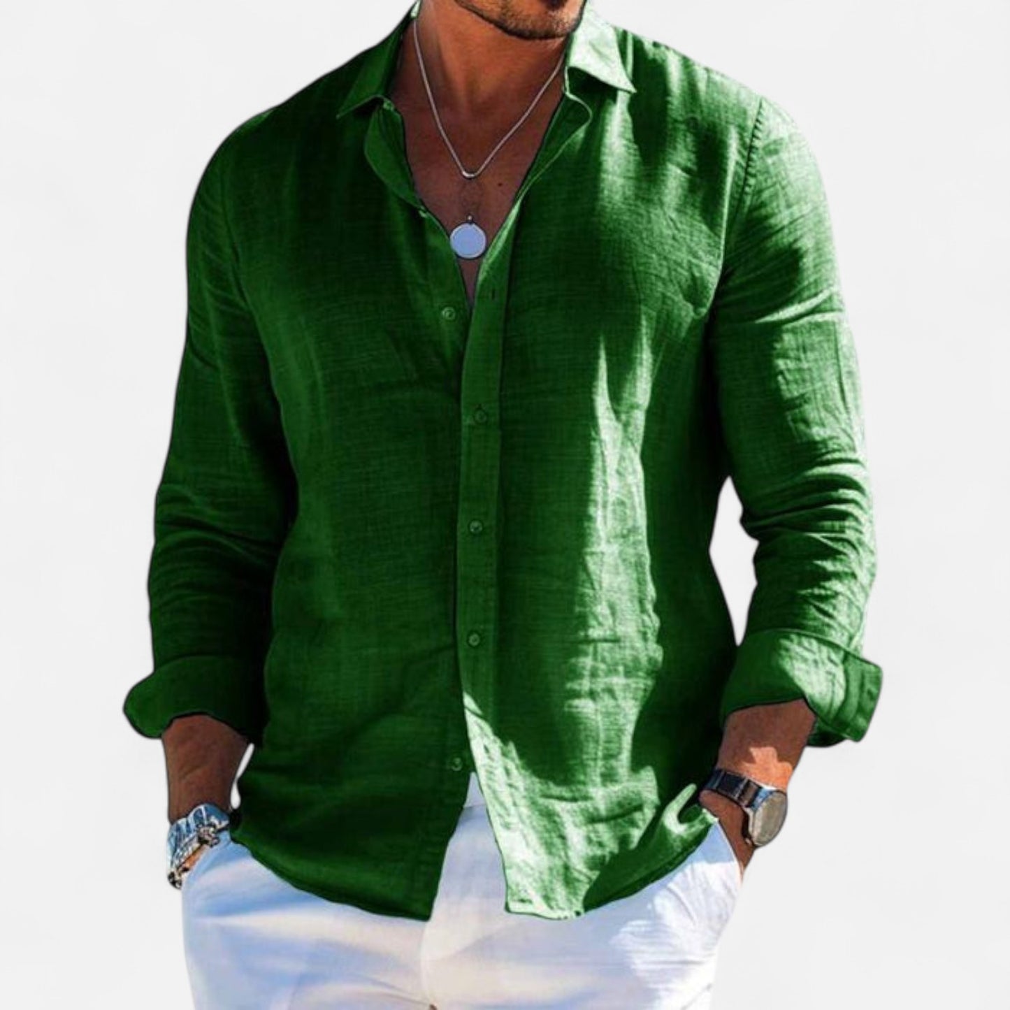 Valmoirmode | Men’s Cotton & Linen Lapel Shirt – Effortless Summer Elegance