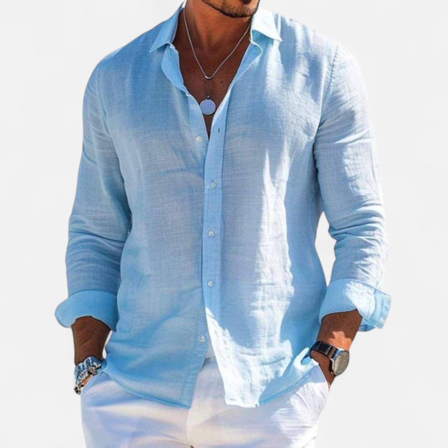 Valmoirmode | Men’s Cotton & Linen Lapel Shirt – Effortless Summer Elegance