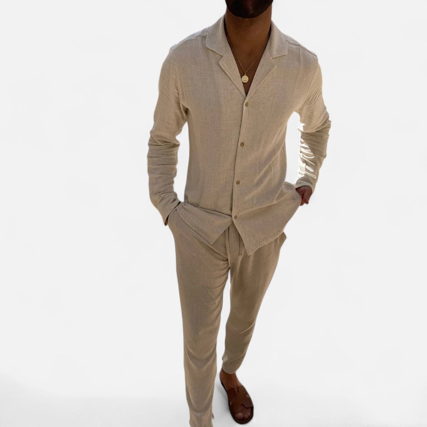 Valmoirmode | Men’s Linen Shirt & Trousers Set – Relaxed Summer Fit