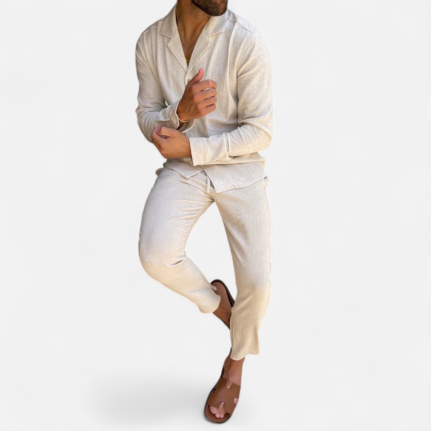 Valmoirmode | Men’s Linen Shirt & Trousers Set – Relaxed Summer Fit