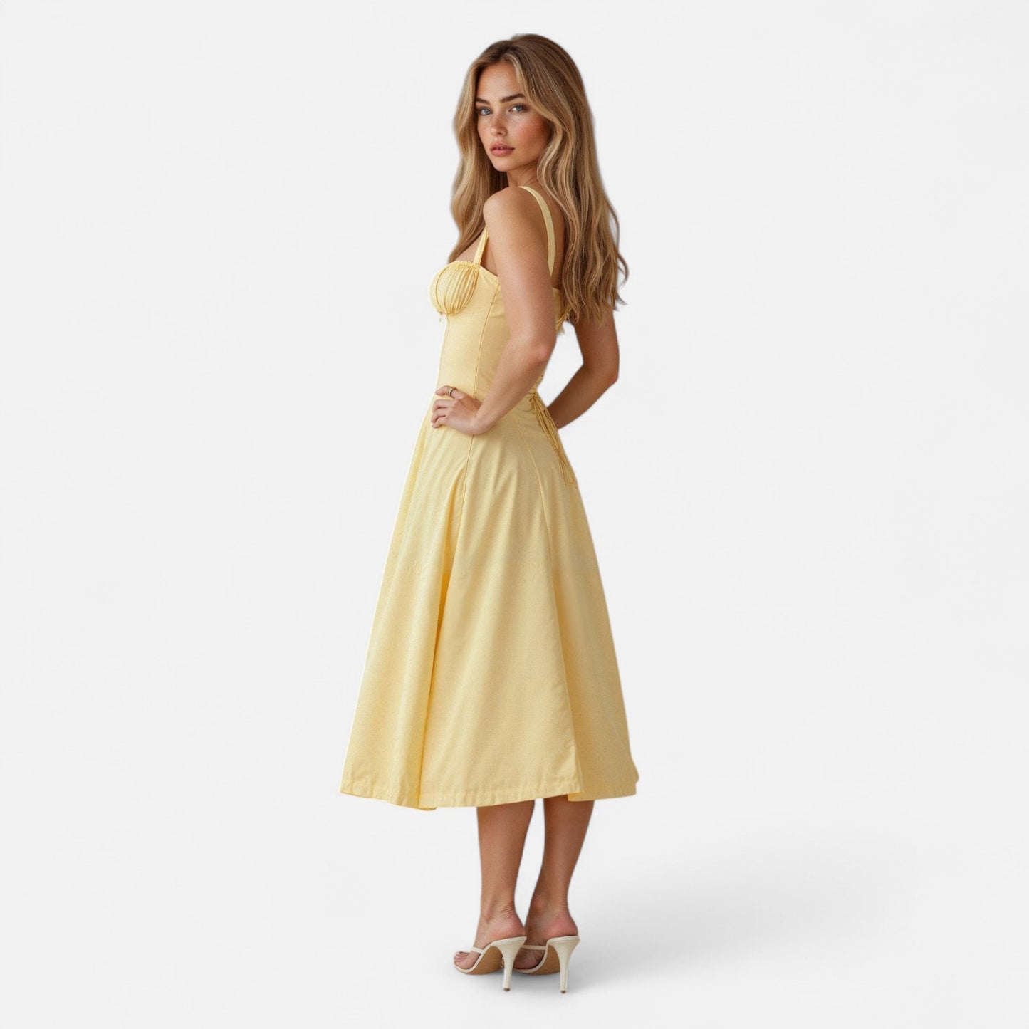 Valmoirmode | Kiana Floral Corset Midi Dress – Elegant Summer