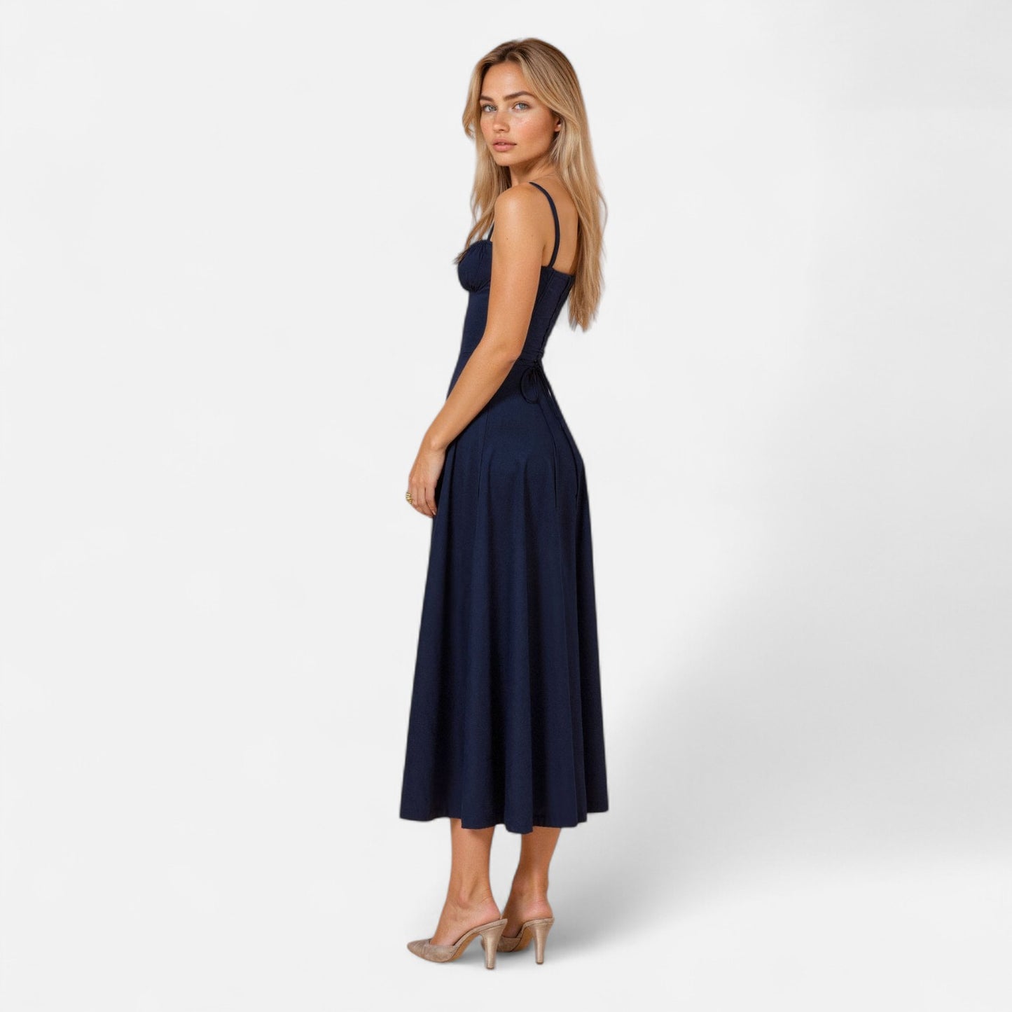 Valmoirmode | Kiana Floral Corset Midi Dress – Elegant Summer