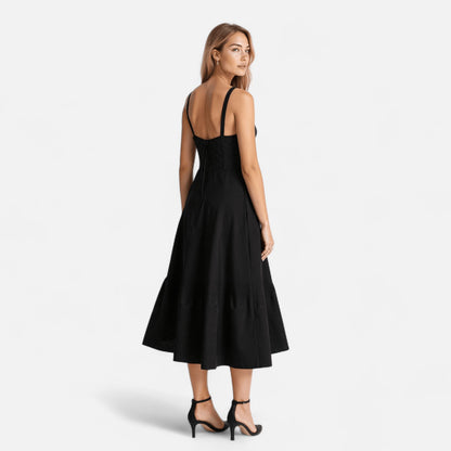 Valmoirmode | Kiana Floral Corset Midi Dress – Elegant Summer