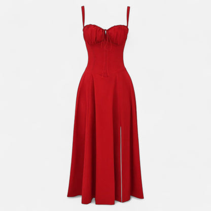 Valmoirmode | Kiana Floral Corset Midi Dress – Elegant Summer