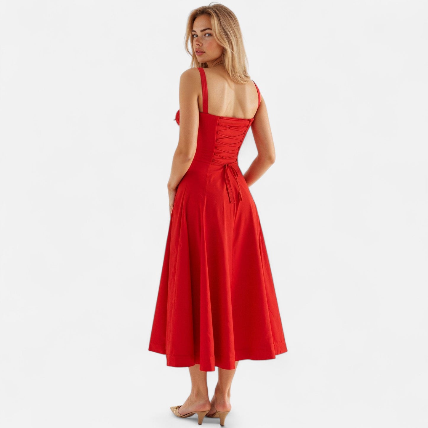 Valmoirmode | Kiana Floral Corset Midi Dress – Elegant Summer