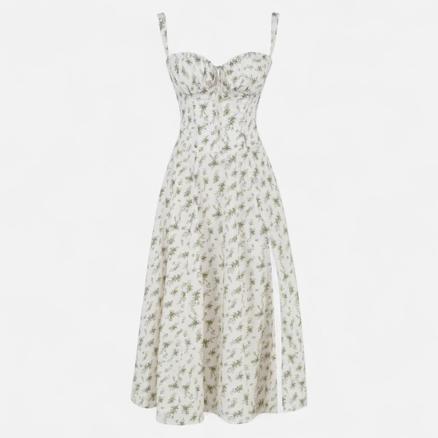 Valmoirmode | Kiana Floral Corset Midi Dress – Elegant Summer
