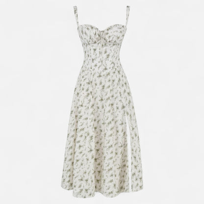 Valmoirmode | Kiana Floral Corset Midi Dress – Elegant Summer