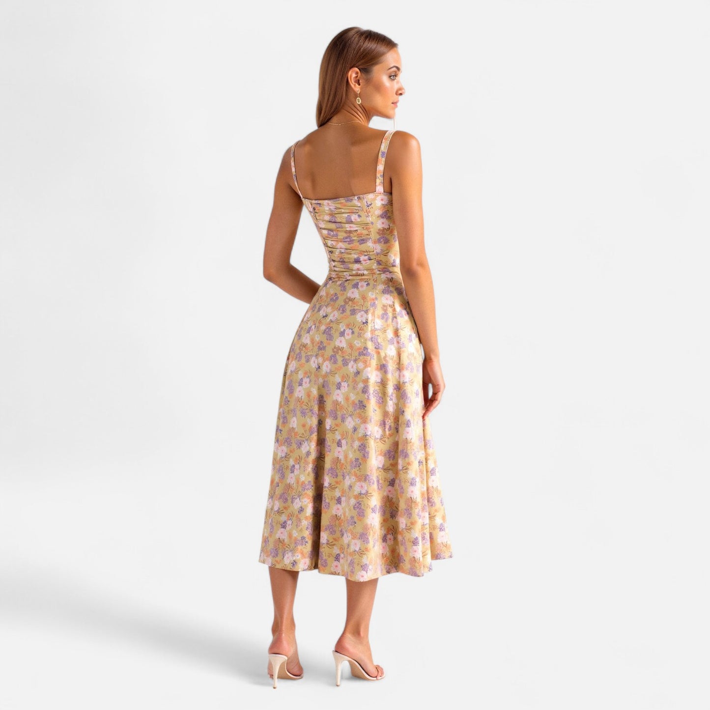 Valmoirmode | Kiana Floral Corset Midi Dress – Elegant Summer