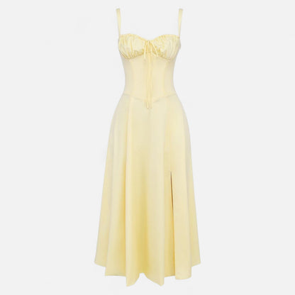 Valmoirmode | Kiana Floral Corset Midi Dress – Elegant Summer