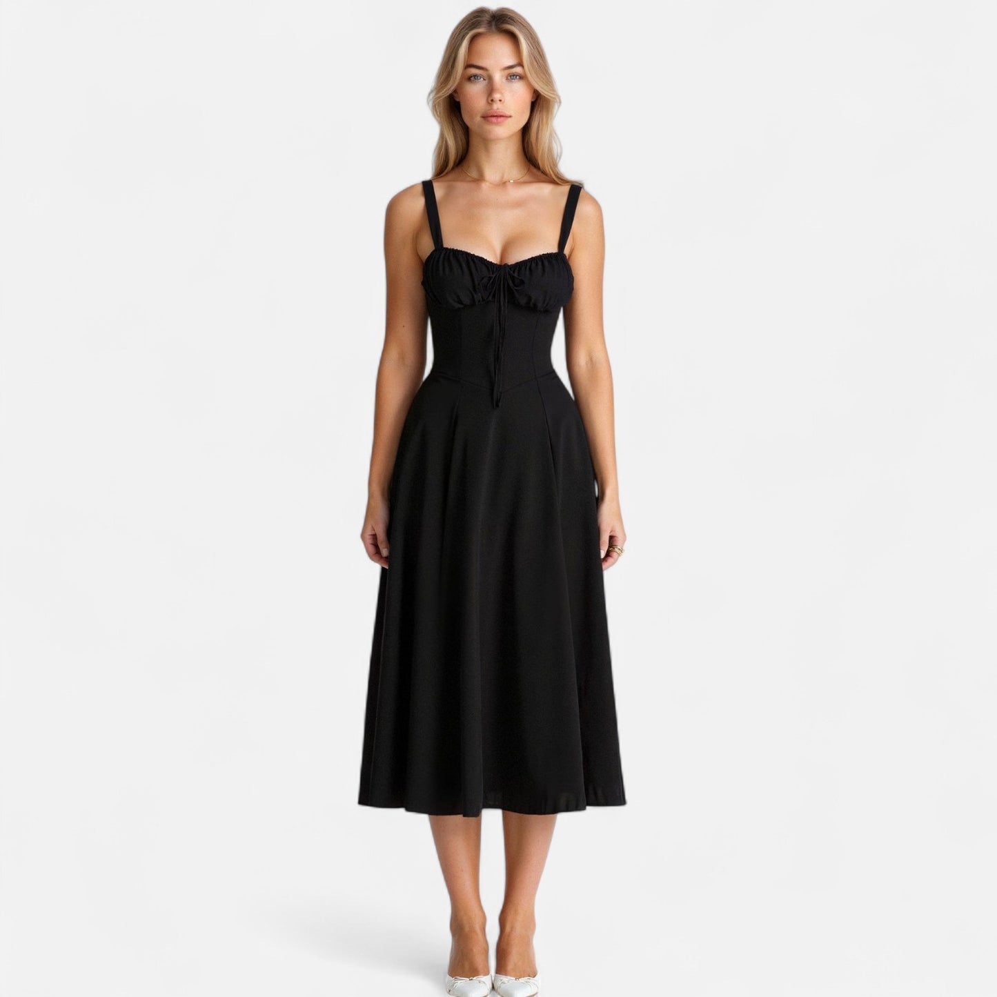 Valmoirmode | Kiana Floral Corset Midi Dress – Elegant Summer