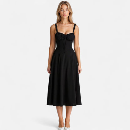 Valmoirmode | Kiana Floral Corset Midi Dress – Elegant Summer