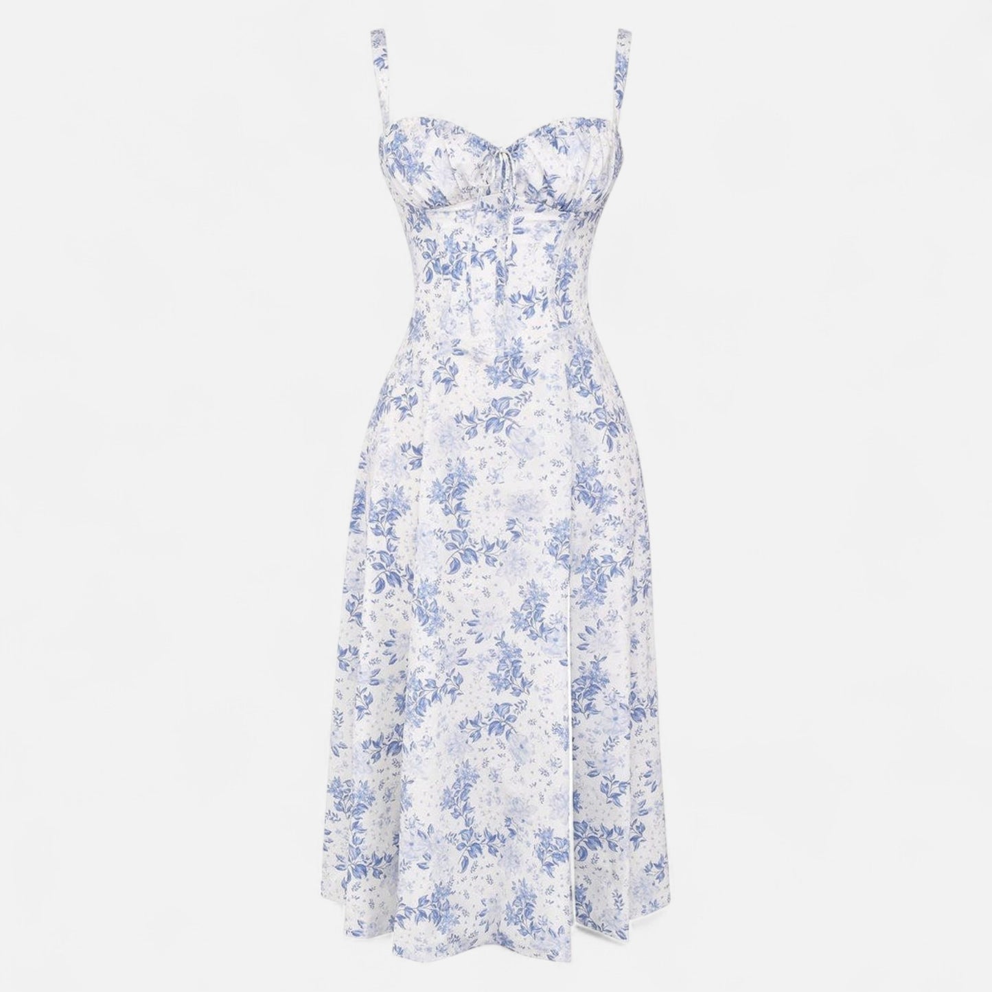 Valmoirmode | Kiana Floral Corset Midi Dress – Elegant Summer
