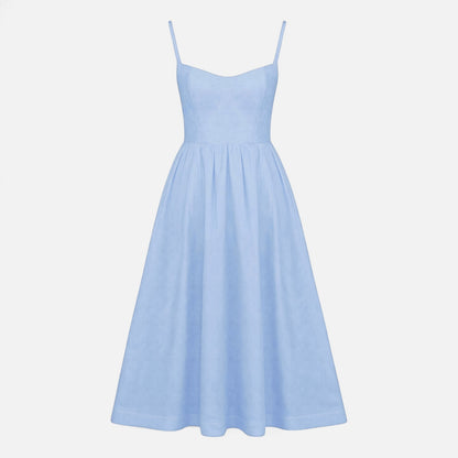 Valmoirmode | Women's Elegant A-Line Midi Dress with Spaghetti Straps – Effortless Summer Sophistication