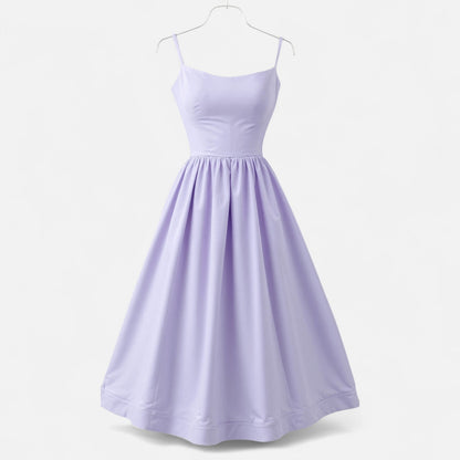 Valmoirmode | Women's Elegant A-Line Midi Dress with Spaghetti Straps – Effortless Summer Sophistication