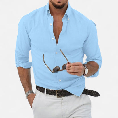 Valmoirmode | Men’s Summer Stand Collar Button-Up Shirt – Effortless Style